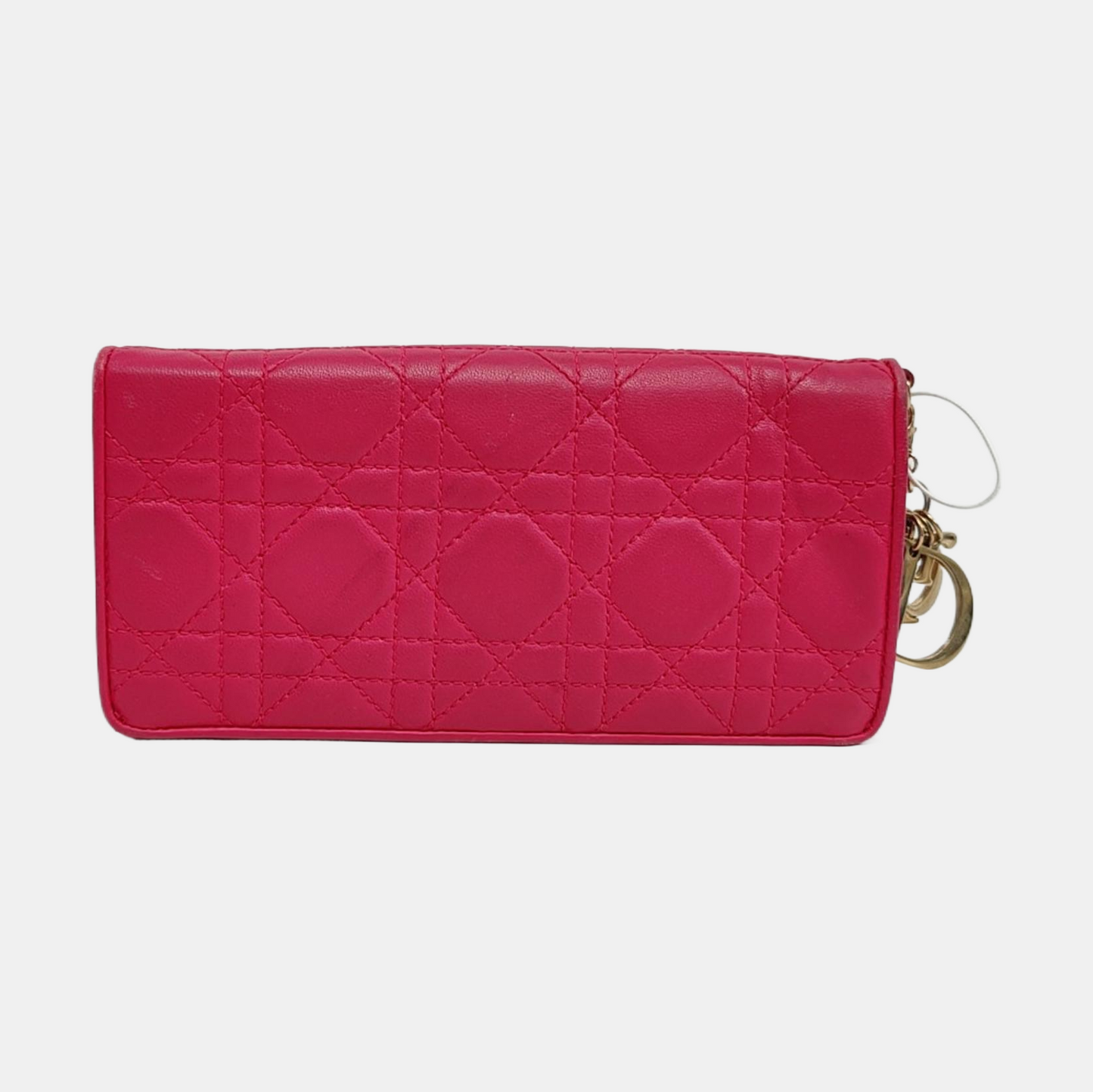 DIOR Lady Dior Fuchsia sheepskin cannage-quilted wallet Golden hardware-(SKU)-959164811