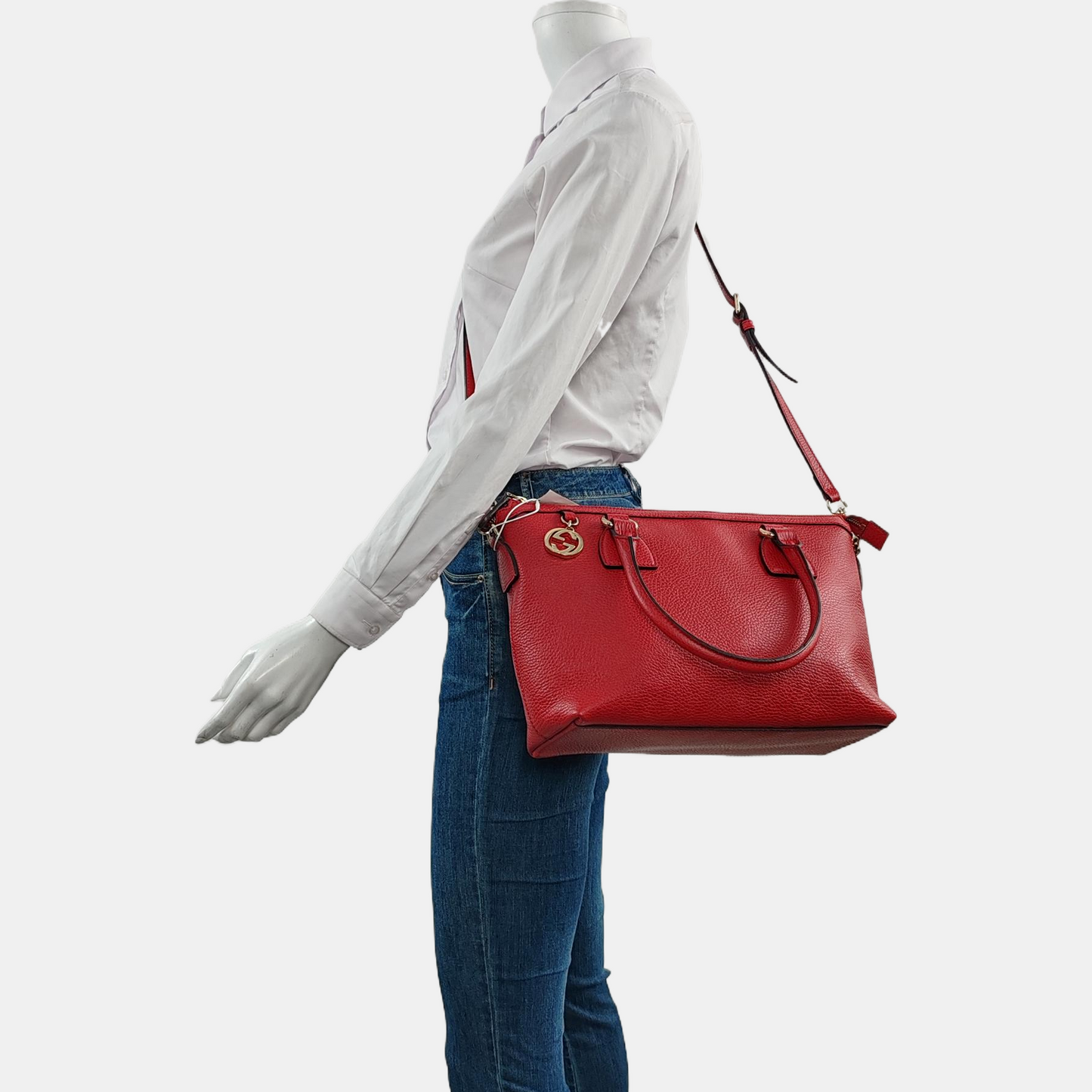 GUCCI Tote bag Red Calf Leather Crossbody Shoulder Bag Tote Golden hardware Removable shoulder strap-(SKU)-958958103