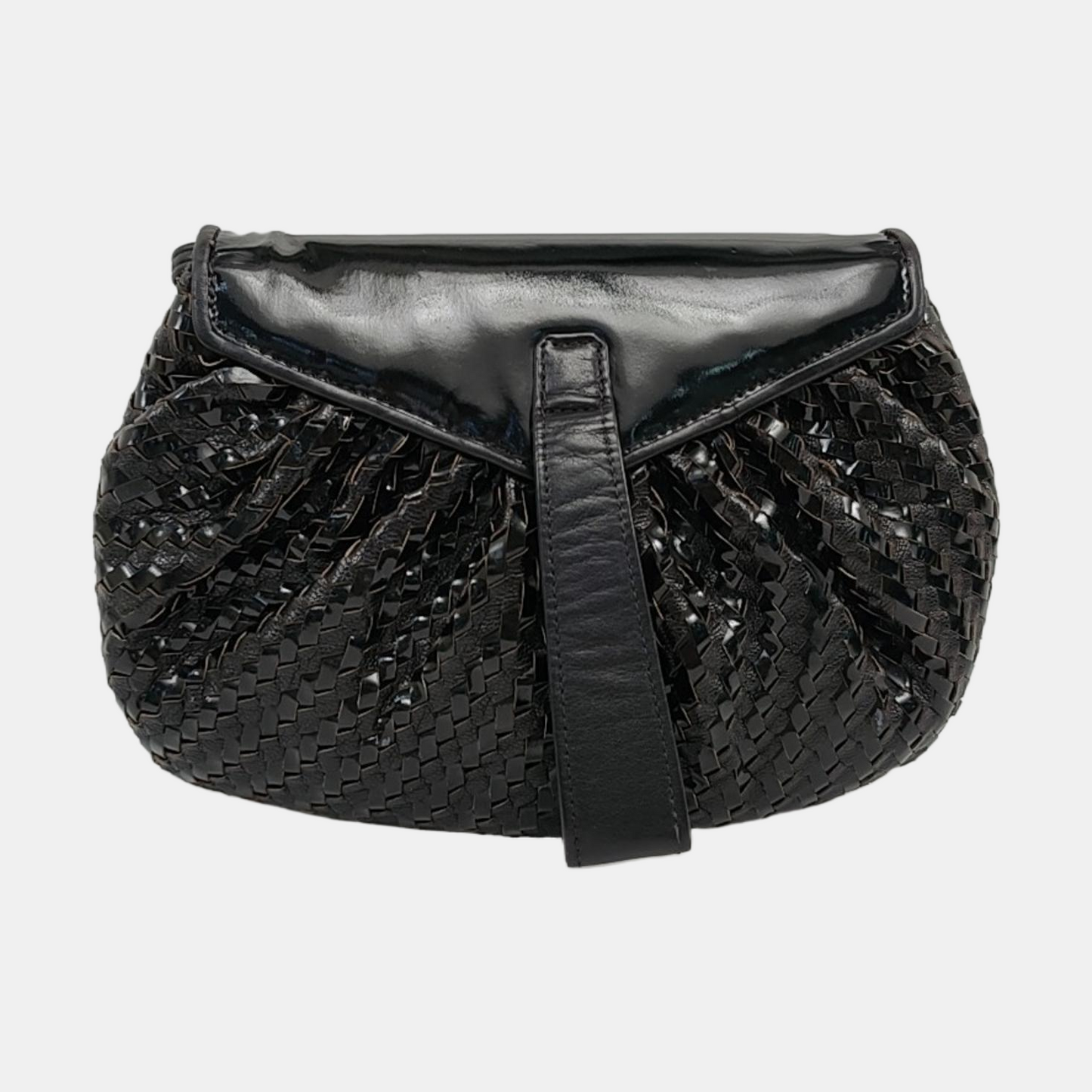 FENDI Black Leather Woven Single Shoulder Handbag Silver Hardware Removable shoulder strap-(SKU)-959209591