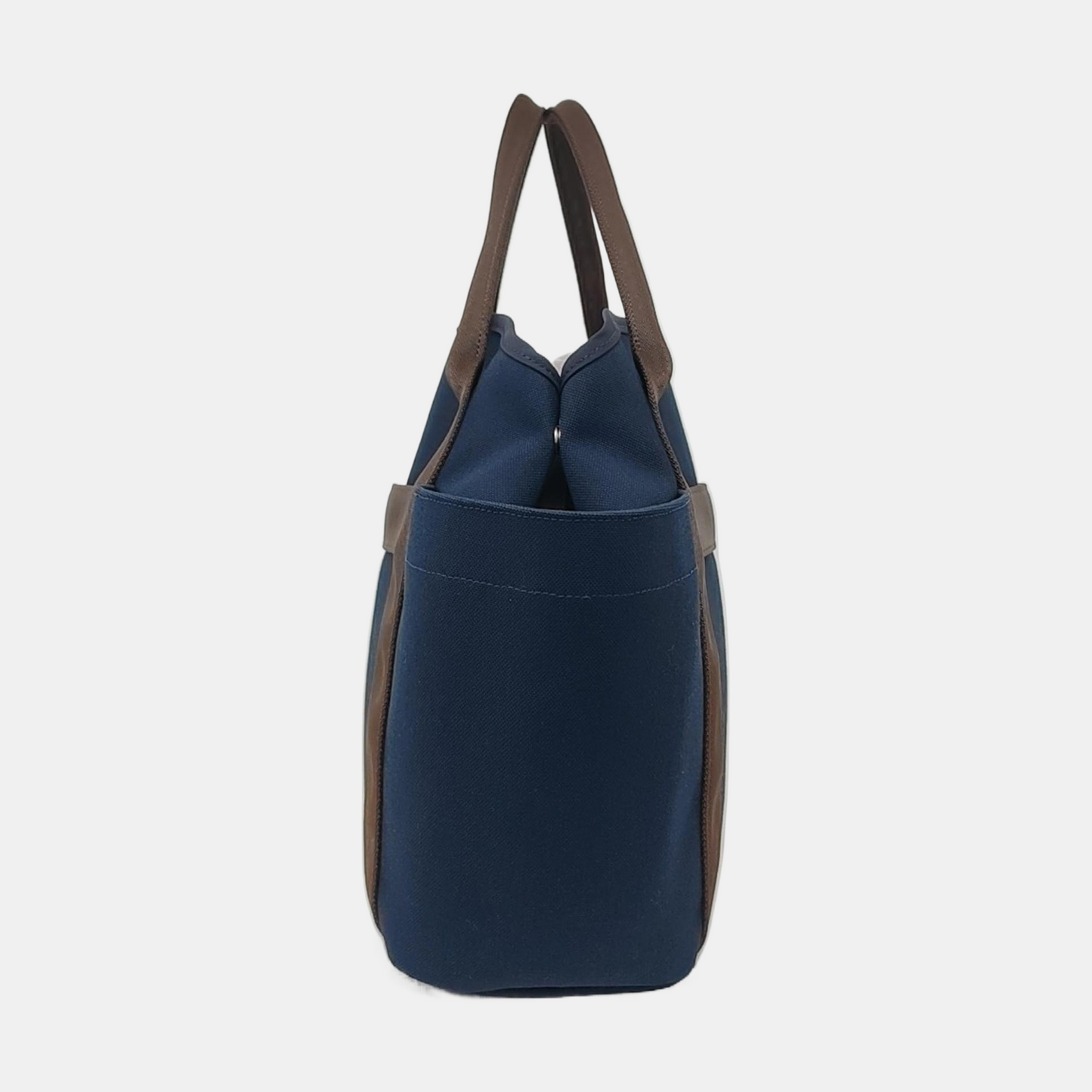 HERMÈS Sac De Pansage 38 Deep Blue Canvas Crossbody Shoulder Bag Tote Bag Silver Hardware D Engraving Removable Shoulder Strap-(SKU)-959089355