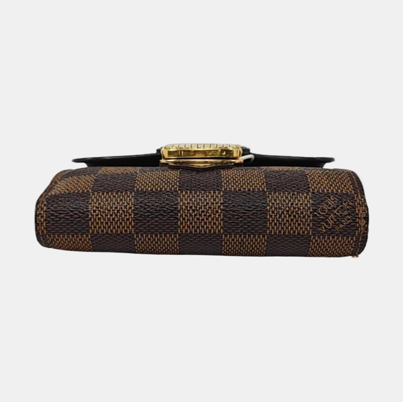 LOUIS VUITTON JOEY Brown Coated Canvas Checkered Wallet Golden hardware-(SKU)-959275247