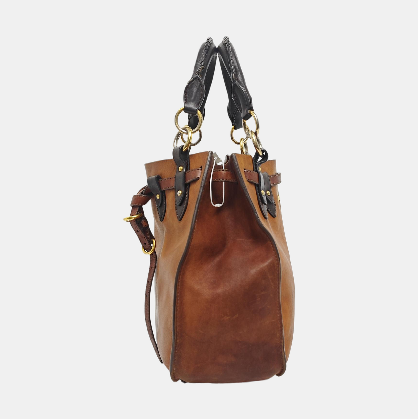 Miu Miu Tote bag Brown cowhide studded single shoulder bag handbag Golden hardware Pouch detachable shoulder strap-(SKU)-958962712