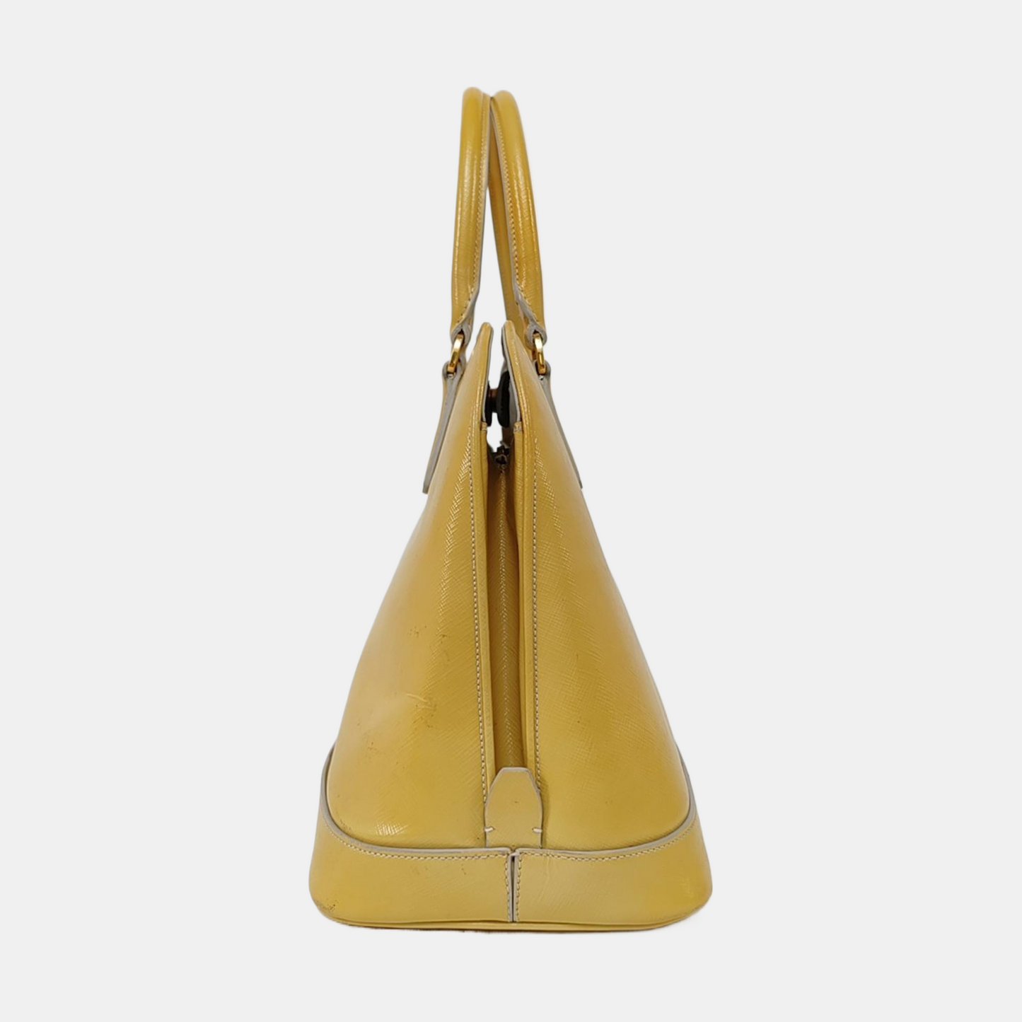 PRADA Promenade Yellow Cowhide Logo Monogram Crossbody Tote Bag Golden hardware Removable shoulder strap-(SKU)-959047479