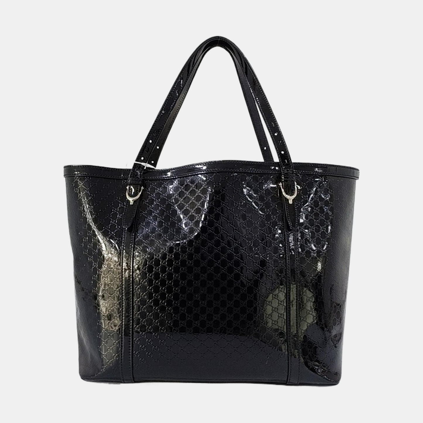 GUCCI Microguccissima Black Patent Leather Monogram Embossed Single Shoulder Bag Handbag Golden hardware-(SKU)-958985307