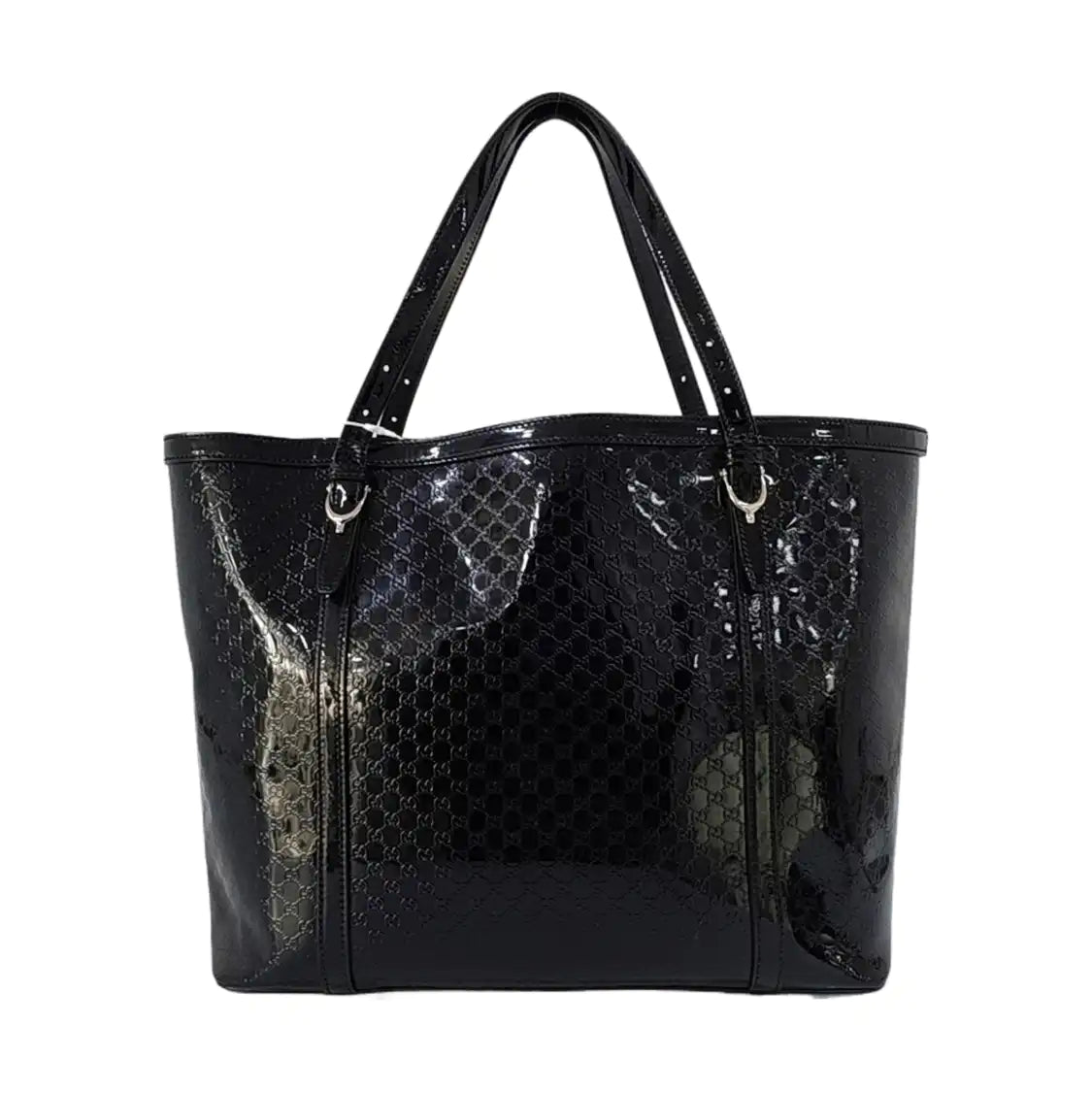 GUCCI Microguccissima Black Patent Leather Monogram Embossed Single Shoulder Bag Handbag Golden hardware-(SKU)-958985307
