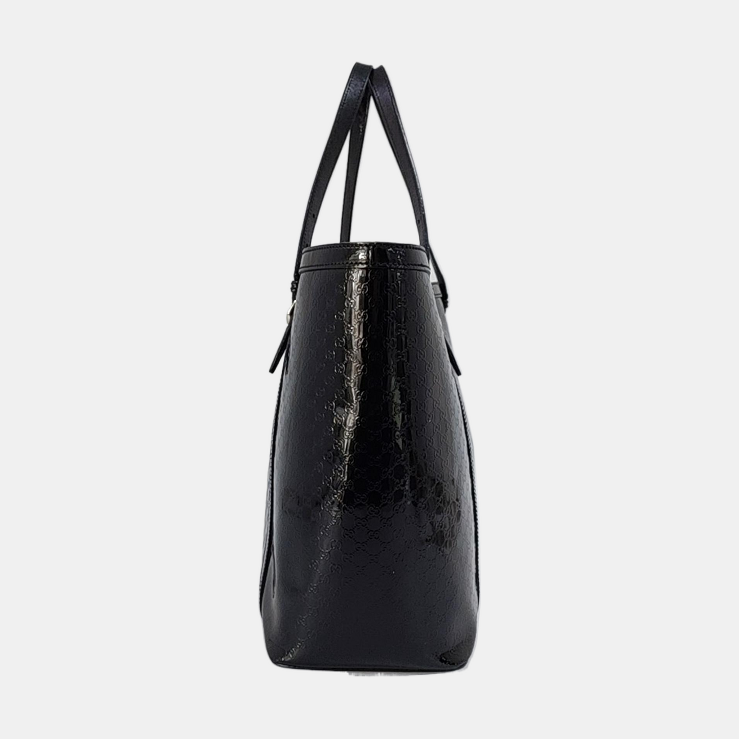 GUCCI Microguccissima Black Patent Leather Monogram Embossed Single Shoulder Bag Handbag Golden hardware-(SKU)-958985307