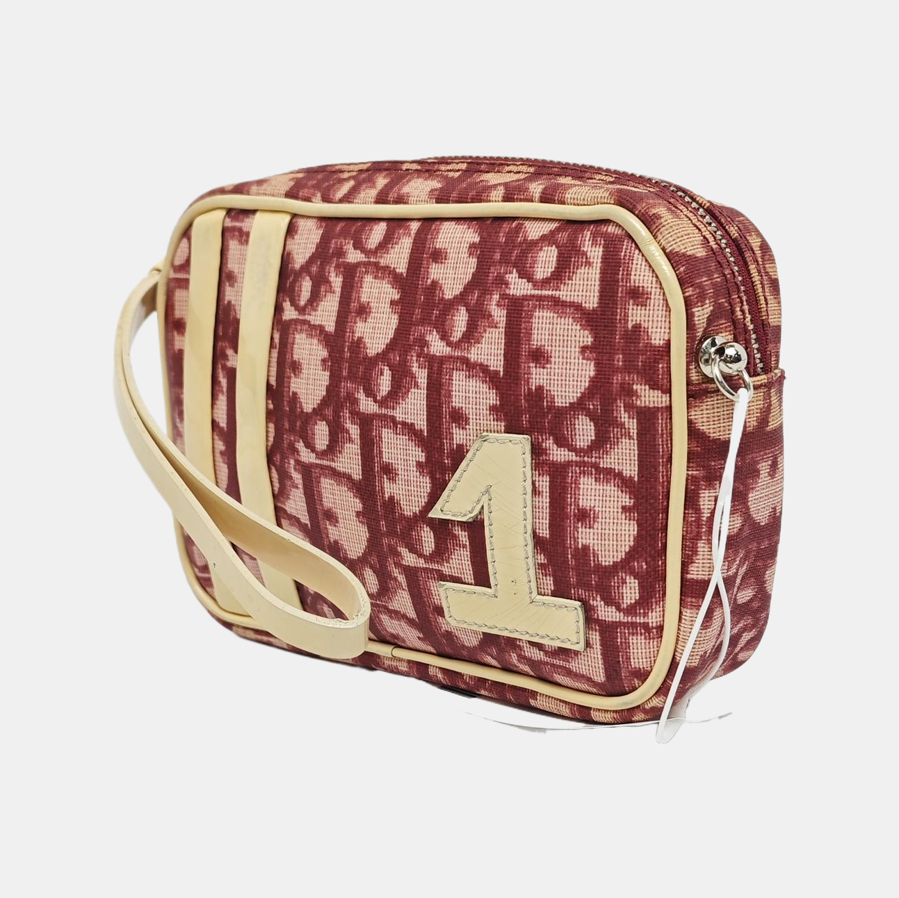 DIOR Camera Bag Burgundy Coated Canvas Monogrammed Handbag Handbag Golden Silver Hardware-(SKU)-959105471