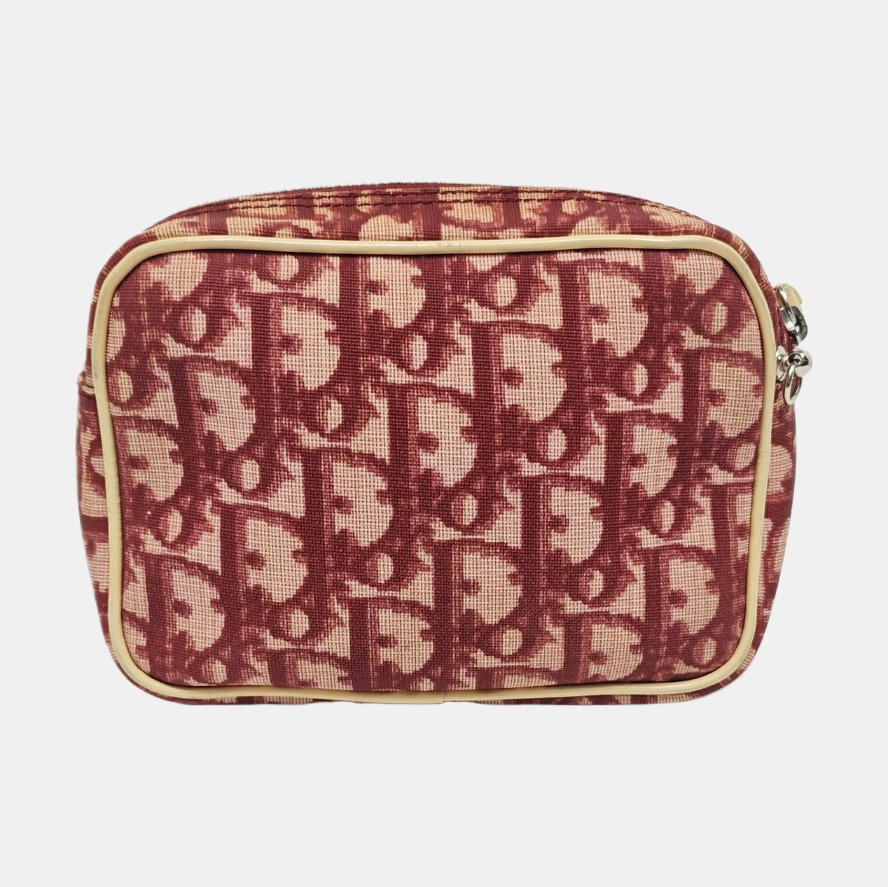 DIOR Camera Bag Burgundy Coated Canvas Monogrammed Handbag Handbag Golden Silver Hardware-(SKU)-959105471
