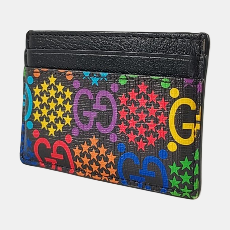 GUCCI Psychedelic Black Coated Canvas Monogrammed Printed Card Case-(SKU)-953235453