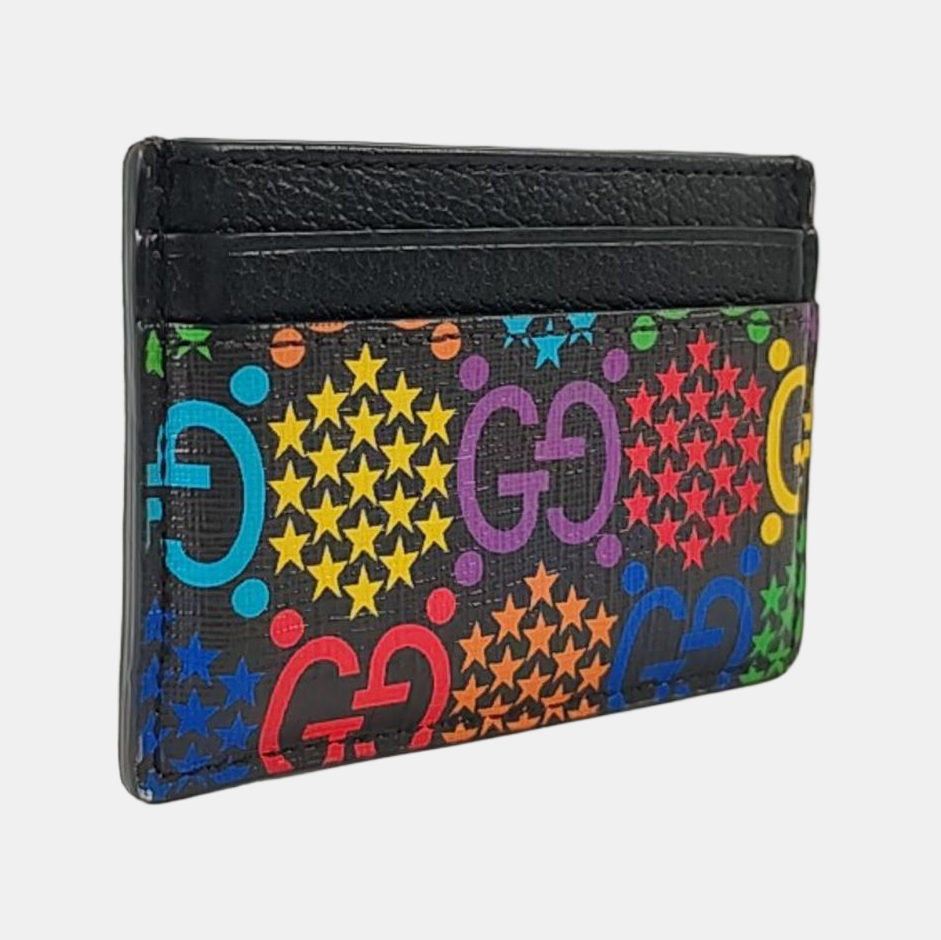 GUCCI Psychedelic Black Coated Canvas Monogrammed Printed Card Case-(SKU)-953235453