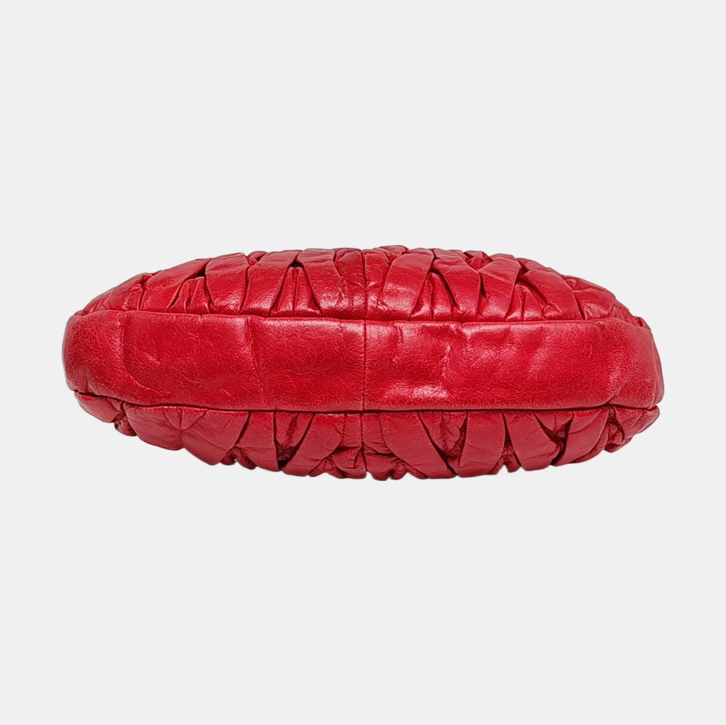Miu Miu Miu Coffer Red Lamb Leather Quilted Woven Single Shoulder Bag Handbag Crossbody Silver Hardware Removable shoulder strap-(SKU)-959188889