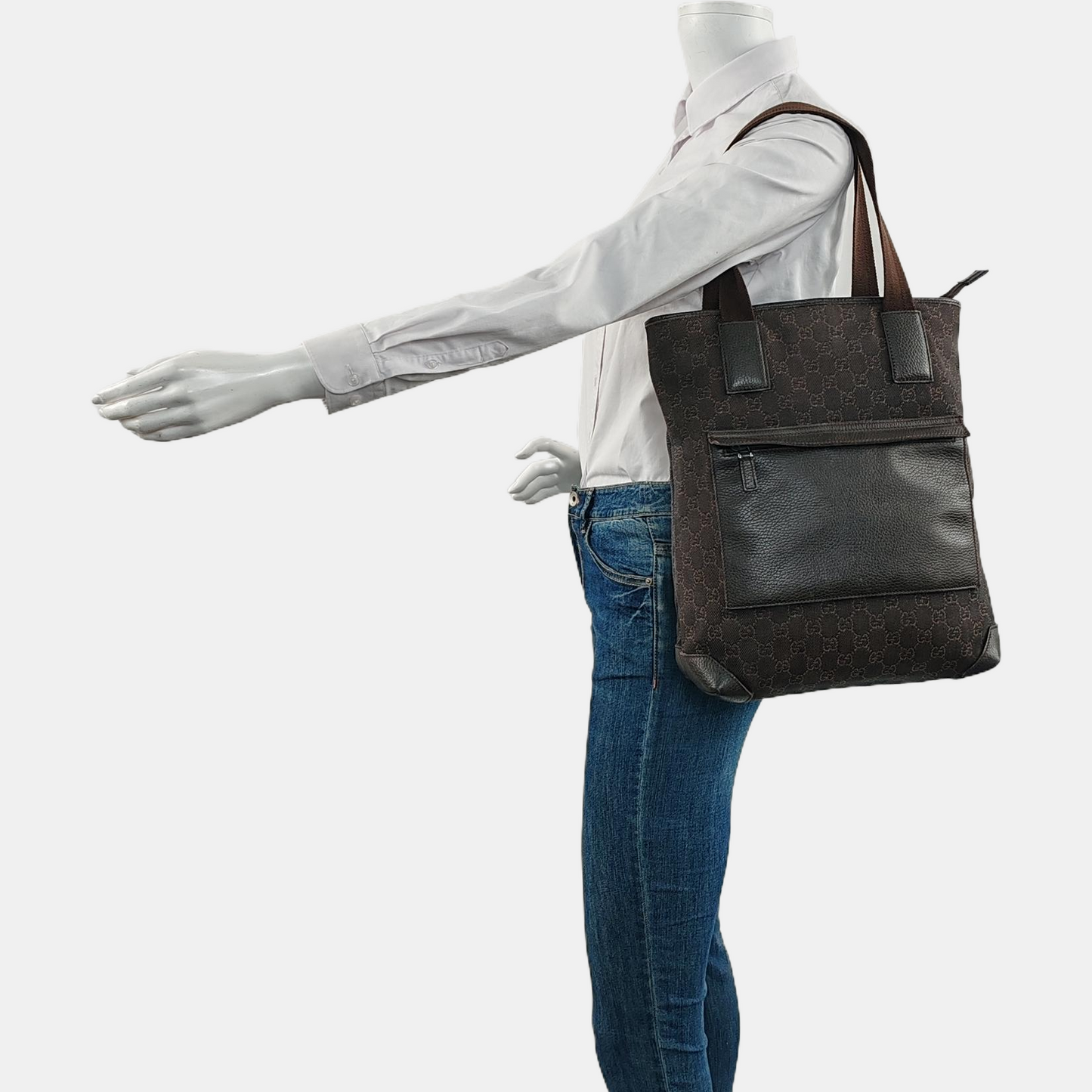 GUCCI Tote bag Brown Canvas Monogrammed Single Shoulder Bag Golden hardware-(SKU)-958908868
