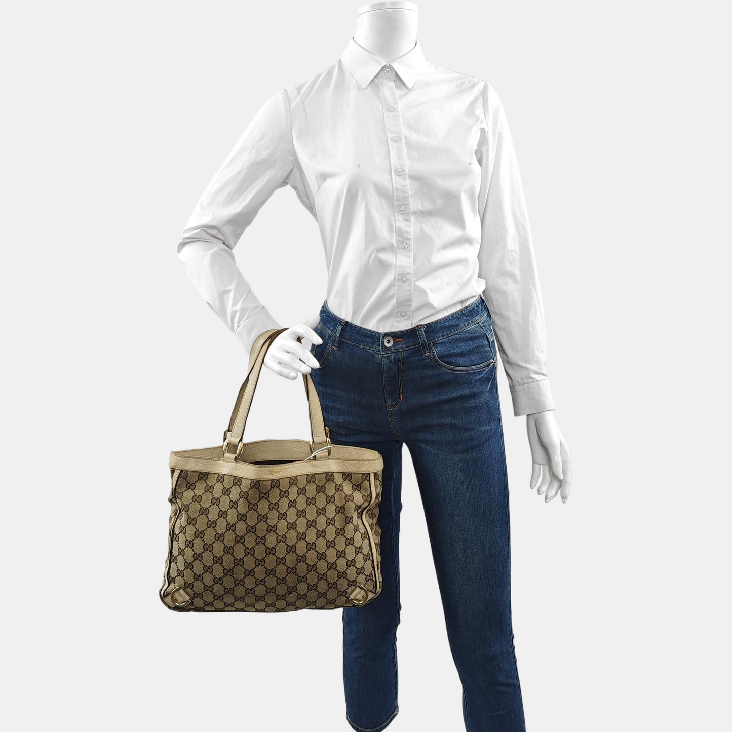 GUCCI Abbey Brown Canvas Monogram Handbag Single Shoulder Bag-(SKU)-959105616