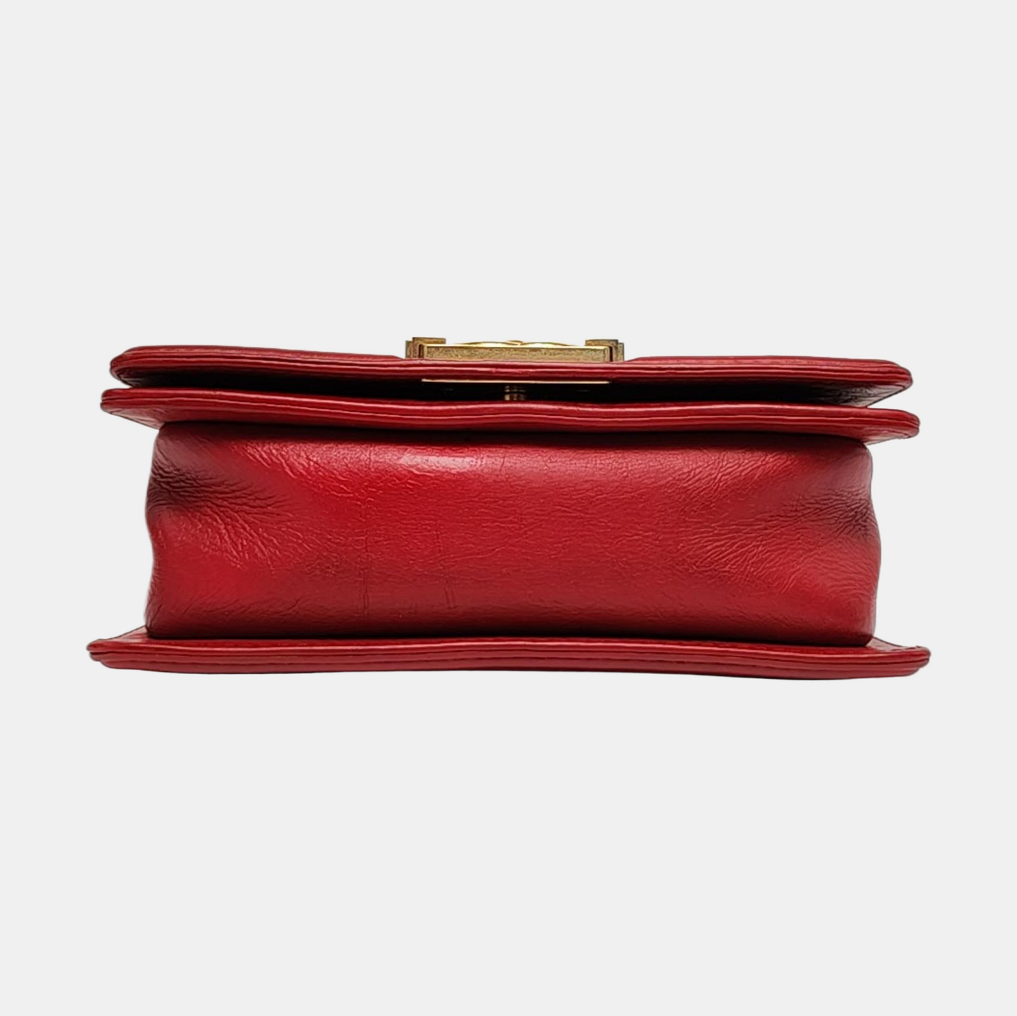 CHANEL BOY CHANEL Small Red Leather Quilted Shoulder Bag with Shoulder Strap and Handle, Gold Hardware, 23 Opening, Detachable Strap-(SKU)-955618123