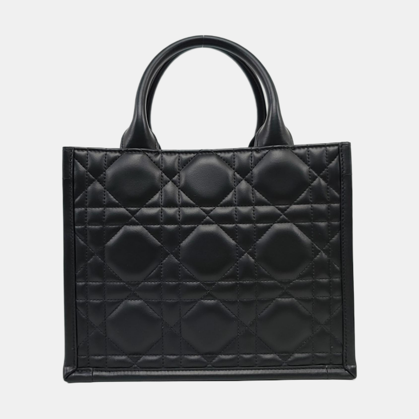 DIOR Book Tote Small Size Black Calfskin Cannage Quilted Single Shoulder Bag Tote Crossbody with Gold Hardware Removable Shoulder Strap-(SKU)-959333294