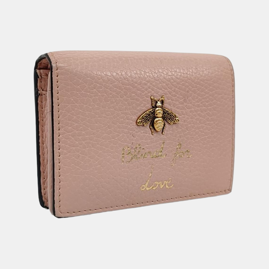 GUCCI Animalier Pink Leather Bee Wallet Golden hardware Complete Accessories-(SKU)-959367286