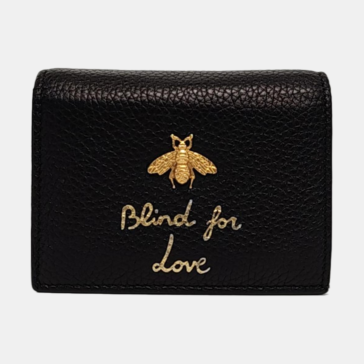 GUCCI Animalier Black Leather Printed Wallet Golden hardware-(SKU)-959022609