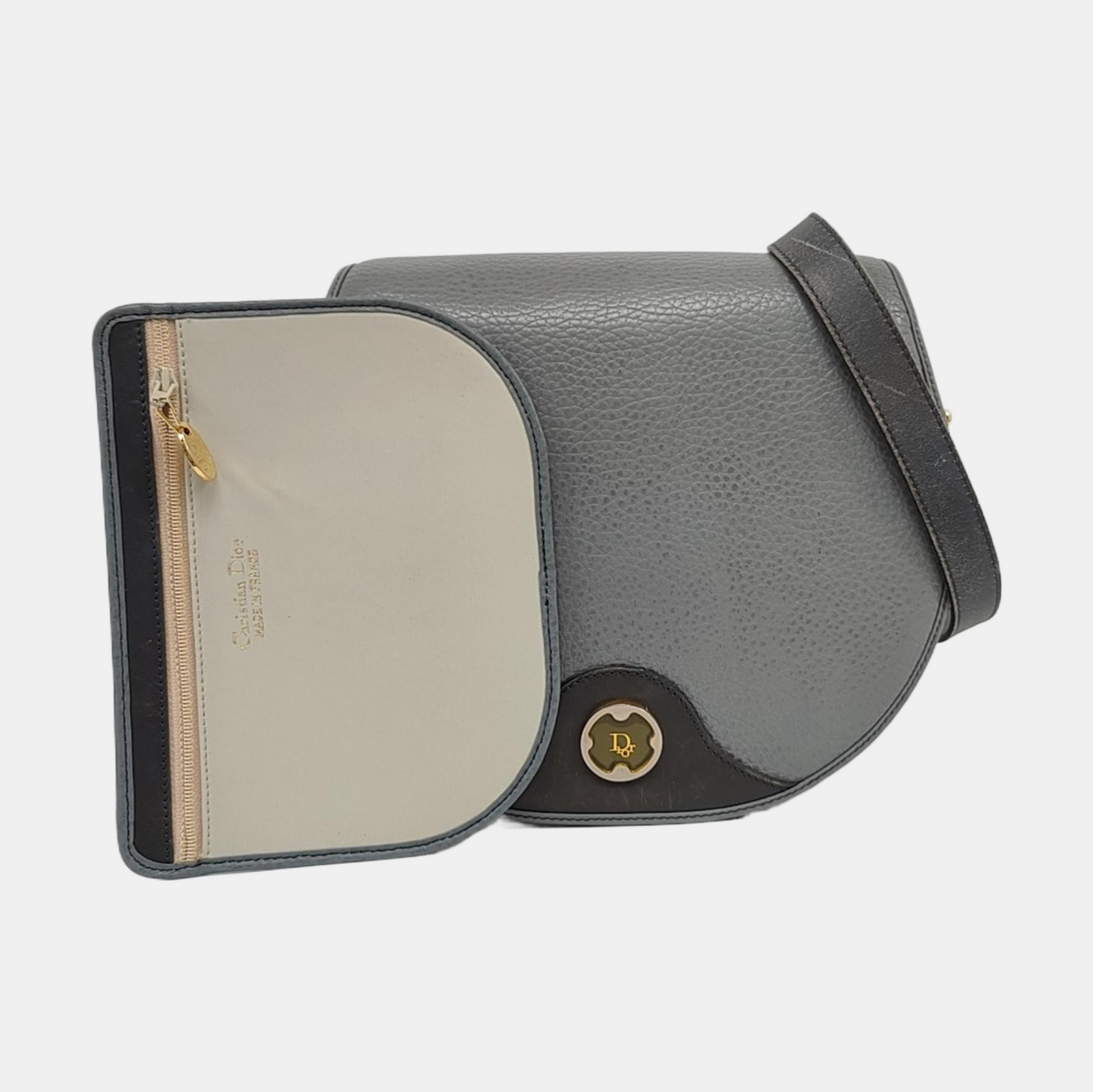 DIOR Grey Leather Single Shoulder Bag Golden hardware Sub-bag-(SKU)-959424457