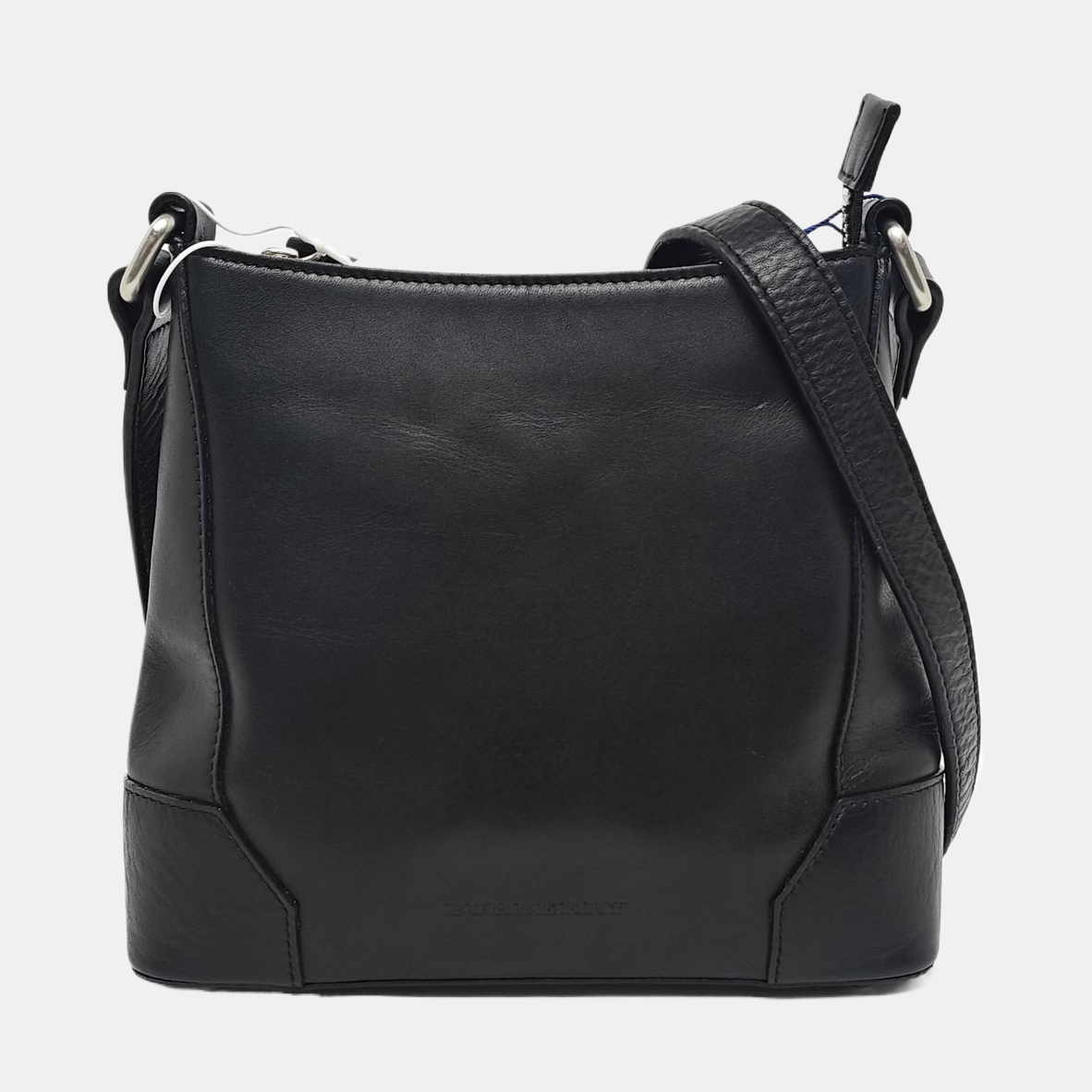 BURBERRY Black Leather Crossbody Bag Single Shoulder Bag Silver Hardware-(SKU)-959425193