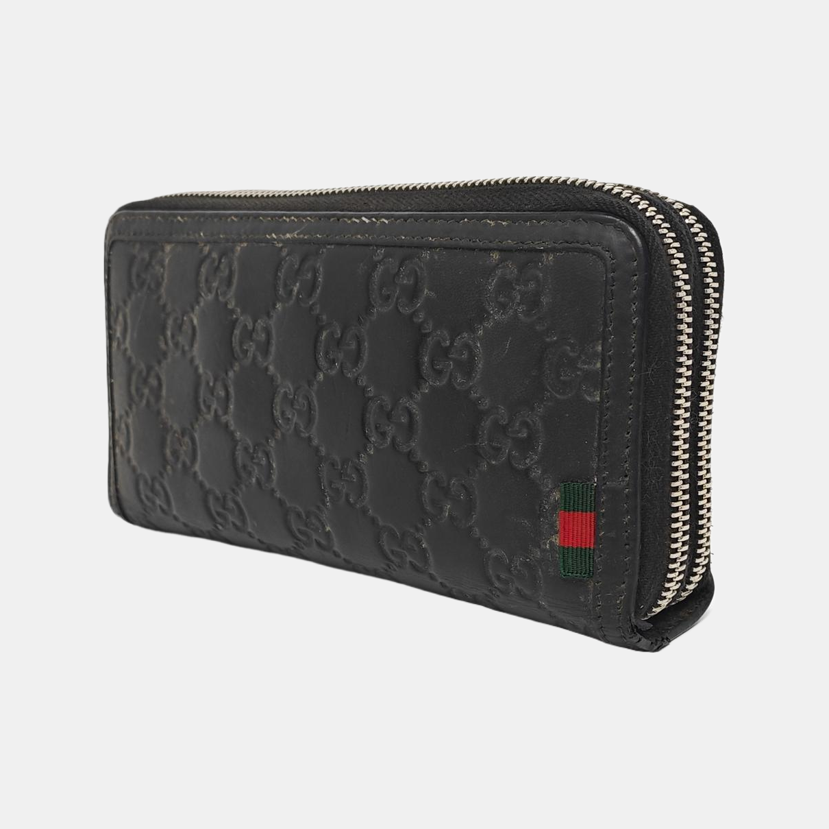 GUCCI Black cowhide monogram embossed handbag Silver Hardware-(SKU)-959345150