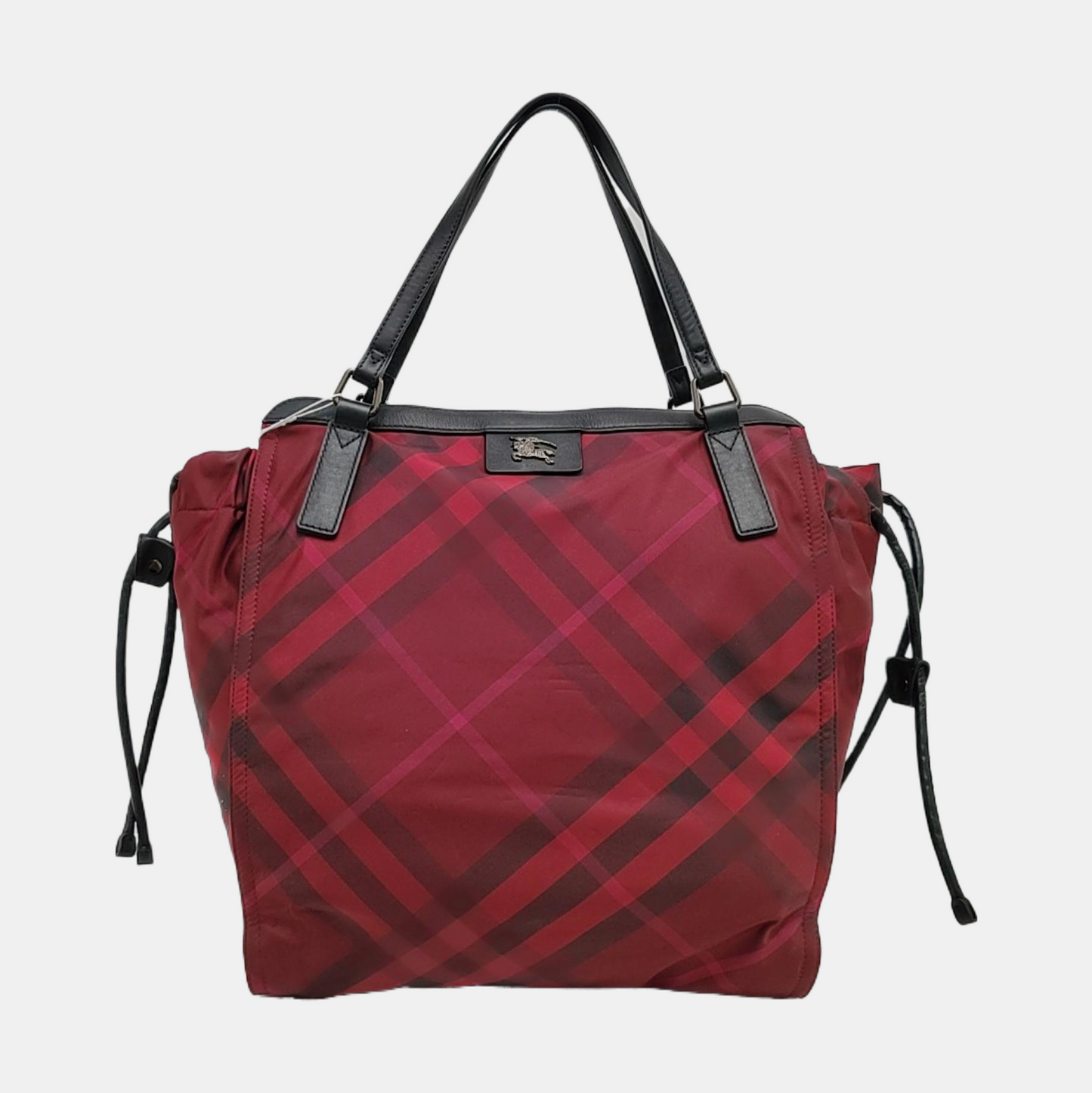 BURBERRY Buckleigh Burgundy Nylon Printed Handbag Single Shoulder Bag Black hardware-(SKU)-959494480