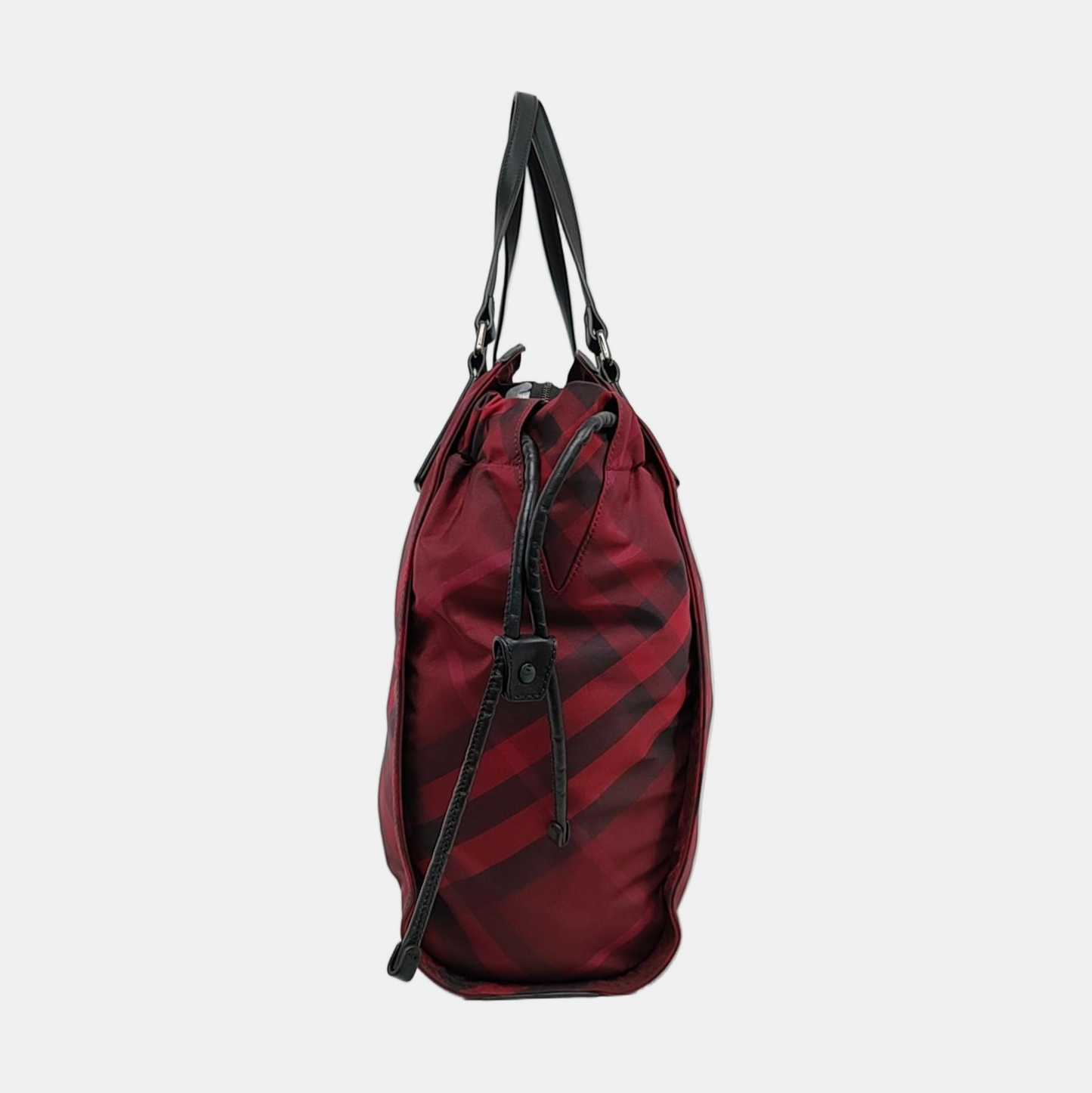 BURBERRY Buckleigh Burgundy Nylon Printed Handbag Single Shoulder Bag Black hardware-(SKU)-959494480