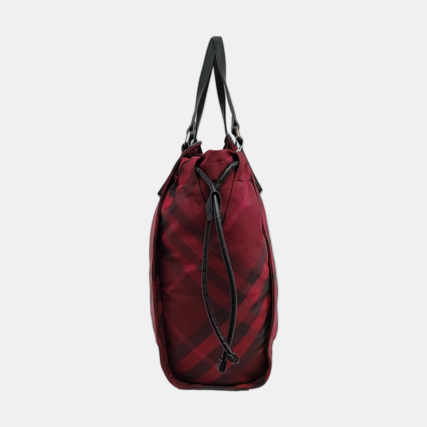 BURBERRY Buckleigh Burgundy Nylon Printed Handbag Single Shoulder Bag Black hardware-(SKU)-959494480