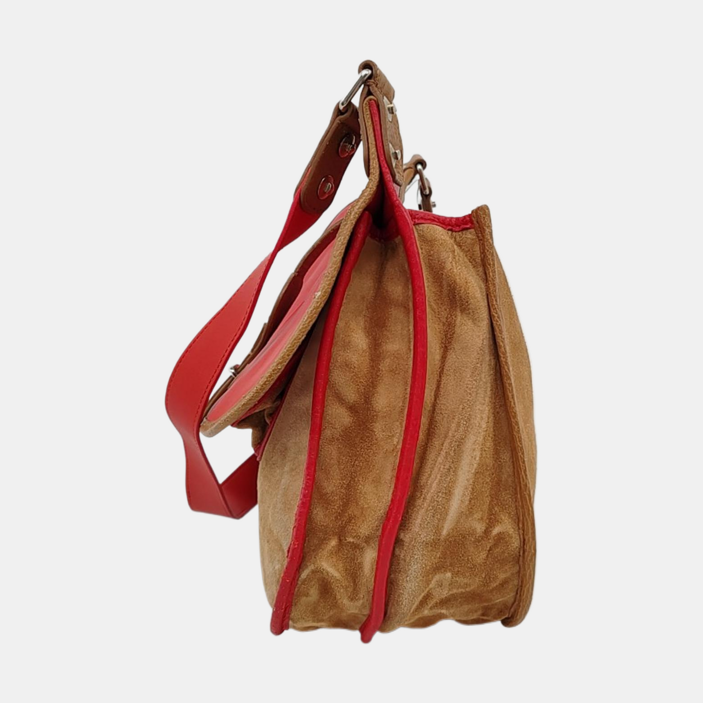 BALENCIAGA Le Cagole Brown Suede Crossbody Single Shoulder Bag Golden hardware-(SKU)-959493893