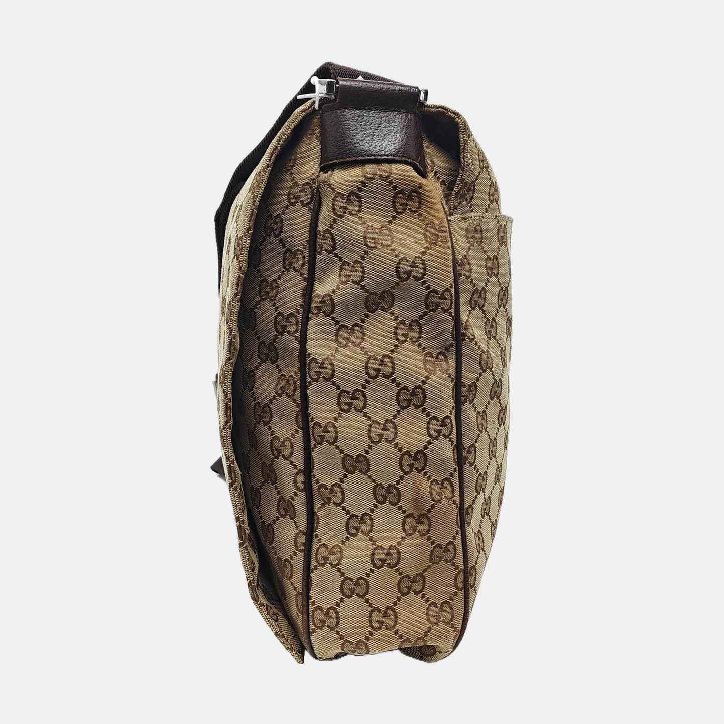 GUCCI Khaki Canvas Monogram Jacquard Crossbody Shoulder Bag Silver Hardware-(SKU)-959372899
