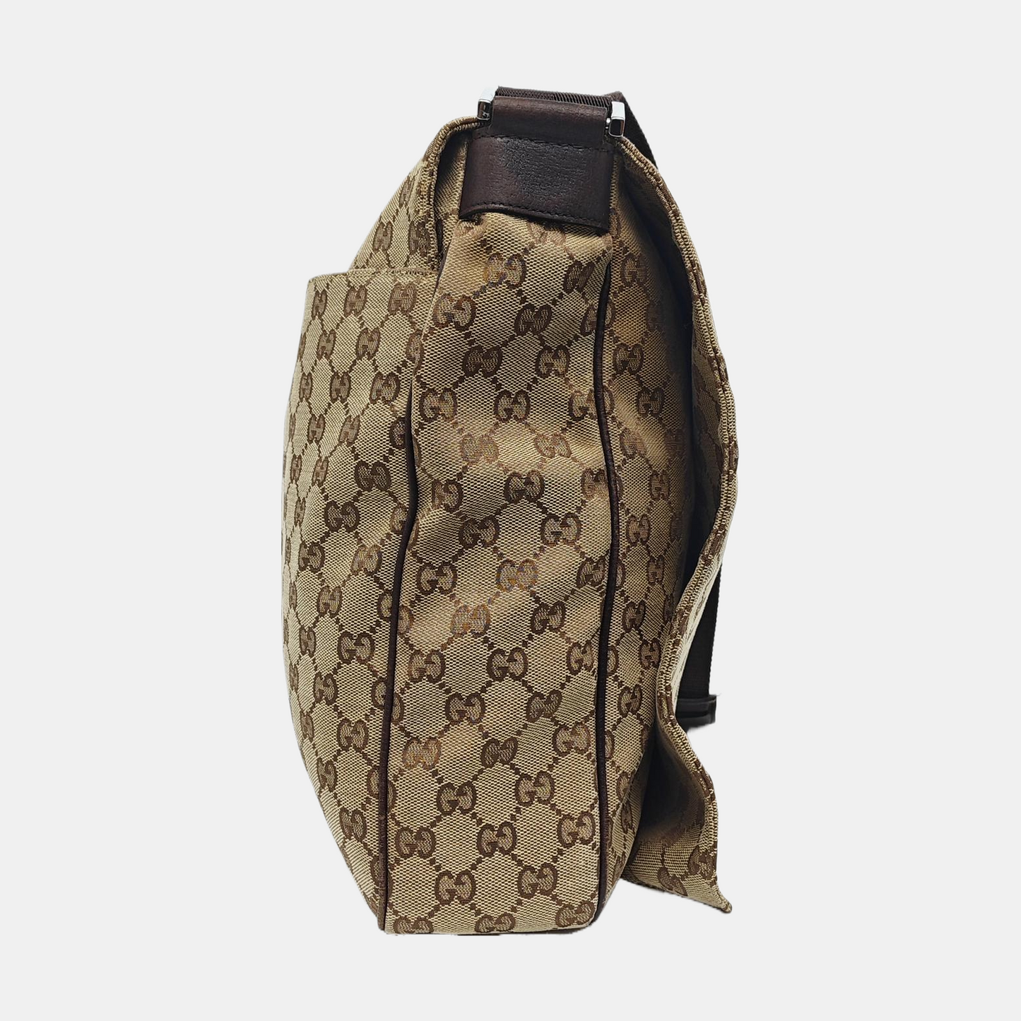 GUCCI Khaki Canvas Monogram Jacquard Crossbody Shoulder Bag Silver Hardware-(SKU)-959372899