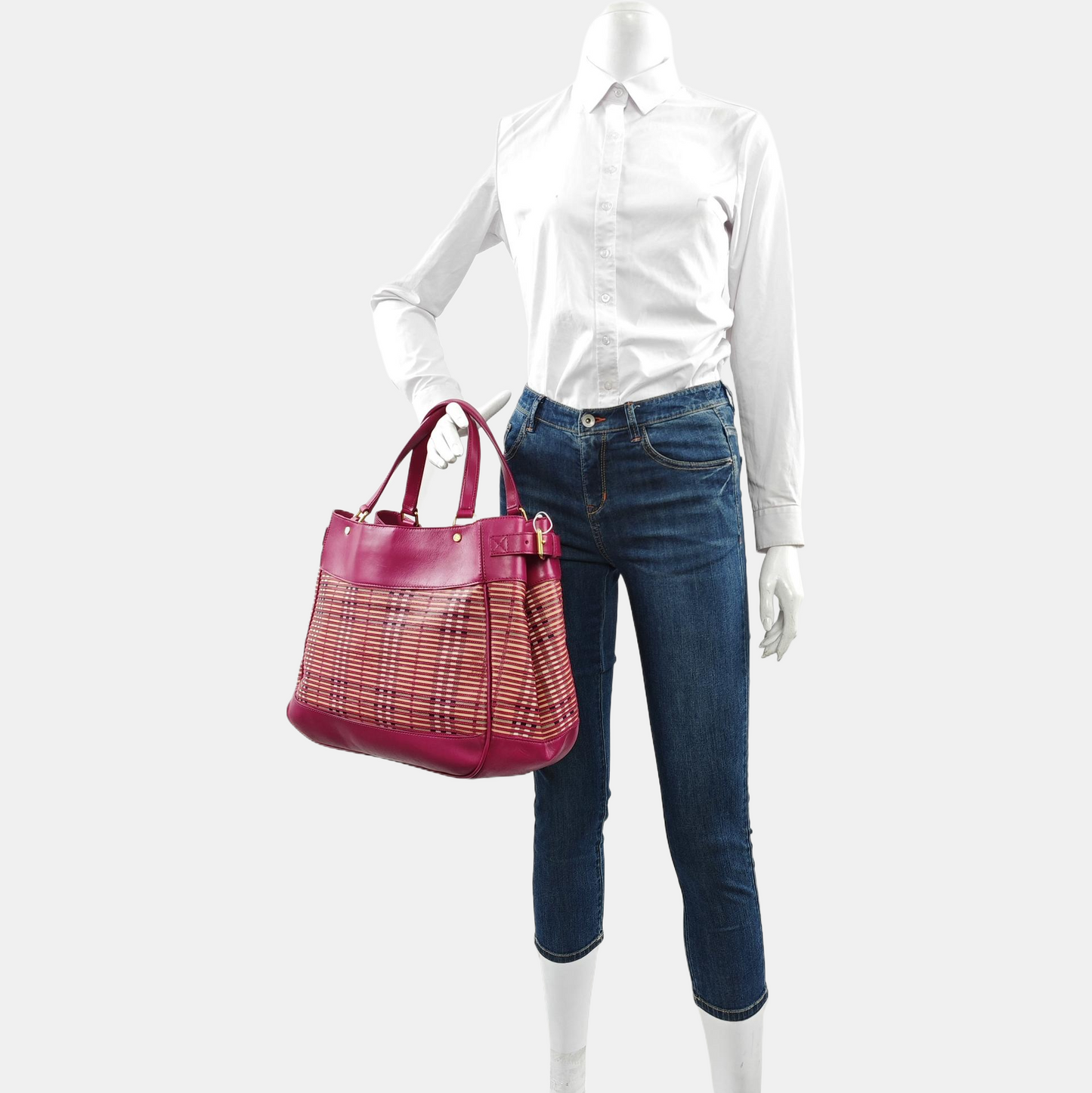 BURBERRY Tote bag Fuchsia Cowhide Warhorse Checkered Quilted Handbag Golden hardware-(SKU)-959437987
