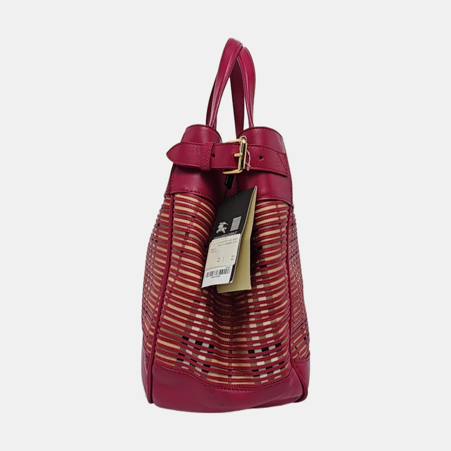 BURBERRY Tote bag Fuchsia Cowhide Warhorse Checkered Quilted Handbag Golden hardware-(SKU)-959437987