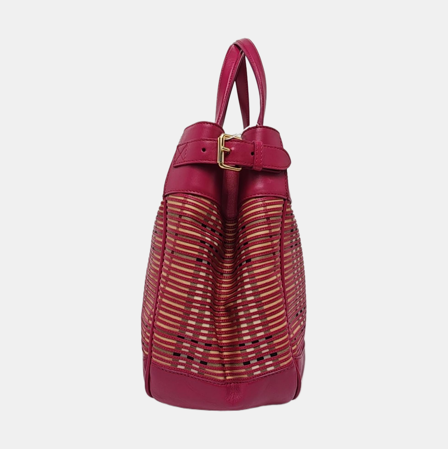 BURBERRY Tote bag Fuchsia Cowhide Warhorse Checkered Quilted Handbag Golden hardware-(SKU)-959437987