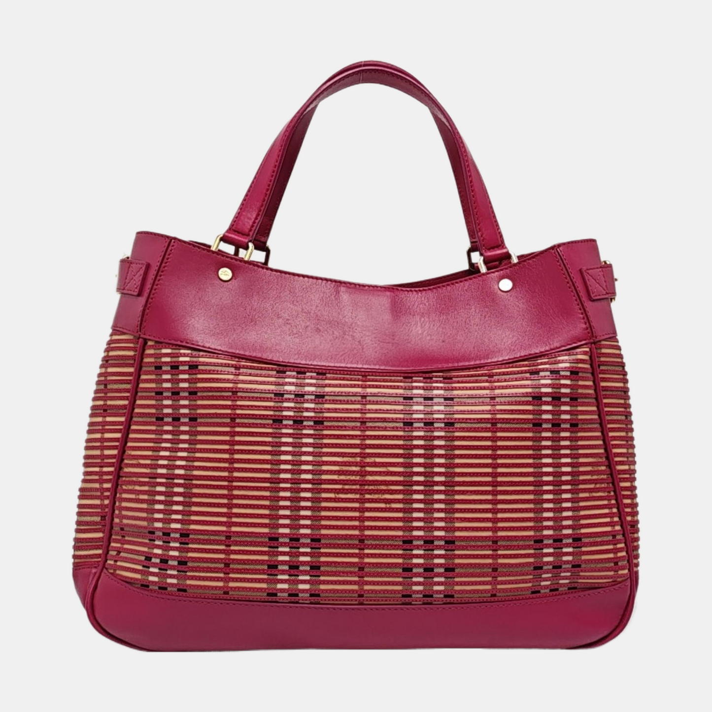 BURBERRY Tote bag Fuchsia Cowhide Warhorse Checkered Quilted Handbag Golden hardware-(SKU)-959437987
