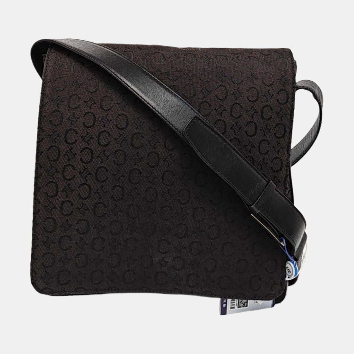 CELINE Black Fabric Quilted Crossbody Bag Silver Hardware-(SKU)-959495056