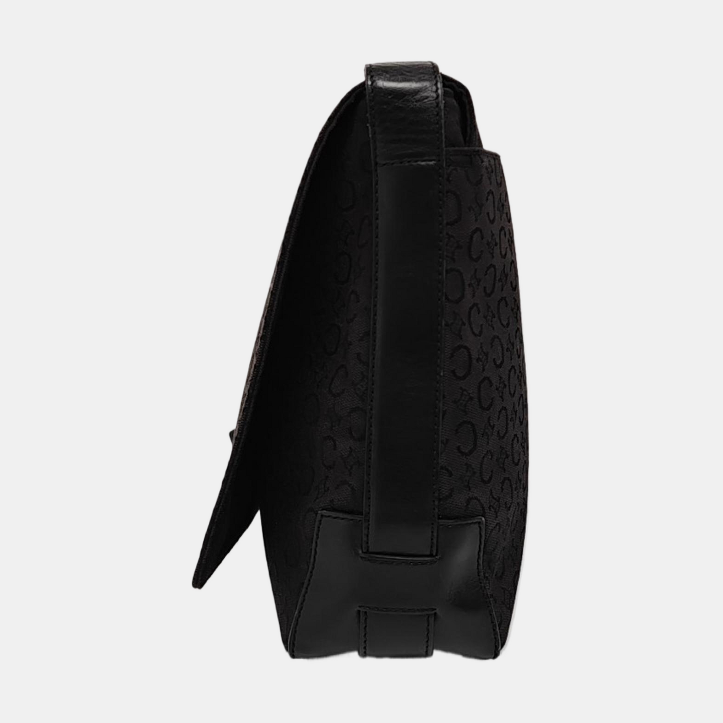 CELINE Black Fabric Quilted Crossbody Bag Silver Hardware-(SKU)-959495056