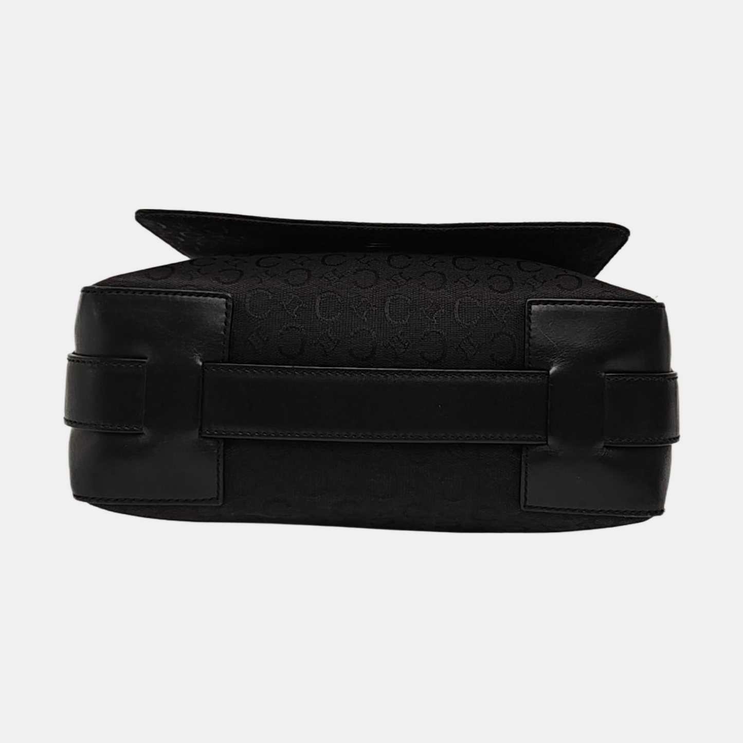 CELINE Black Fabric Quilted Crossbody Bag Silver Hardware-(SKU)-959495056