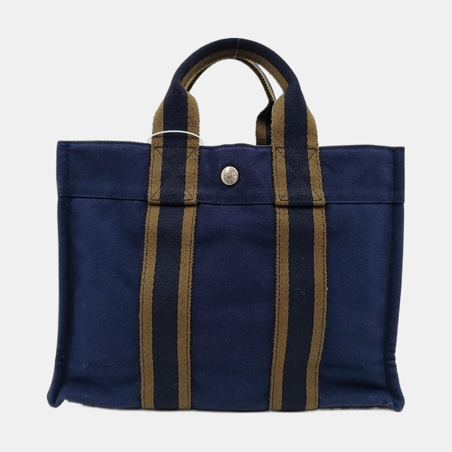 HERMÈS Fourre Tout Small size Midnight Blue Canvas Tote Bag Silver Hardware-(SKU)-959372597
