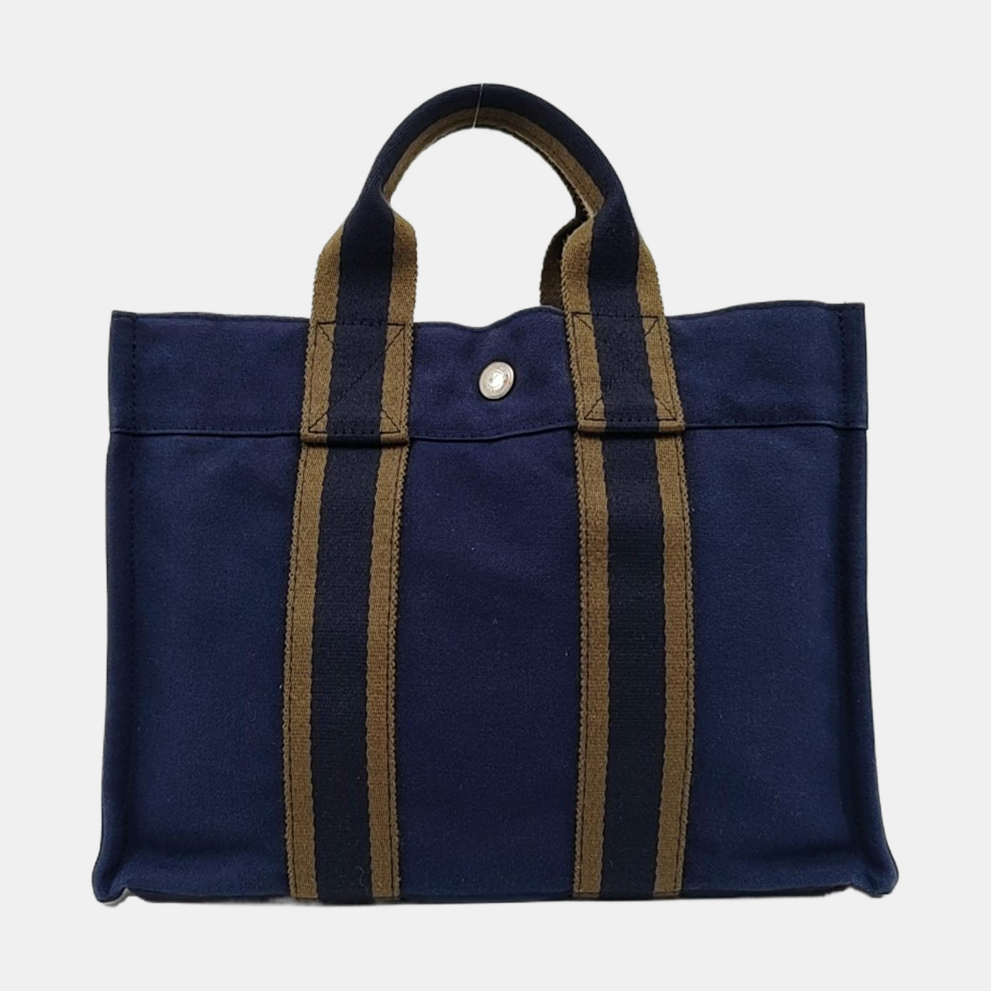 HERMÈS Fourre Tout Small size Midnight Blue Canvas Tote Bag Silver Hardware-(SKU)-959372597