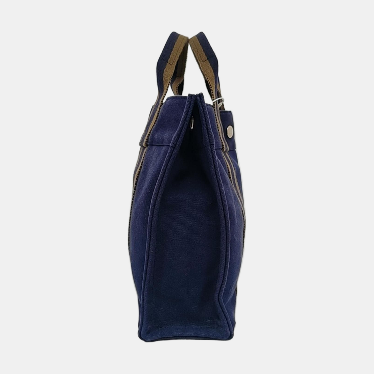 HERMÈS Fourre Tout Small size Midnight Blue Canvas Tote Bag Silver Hardware-(SKU)-959372597