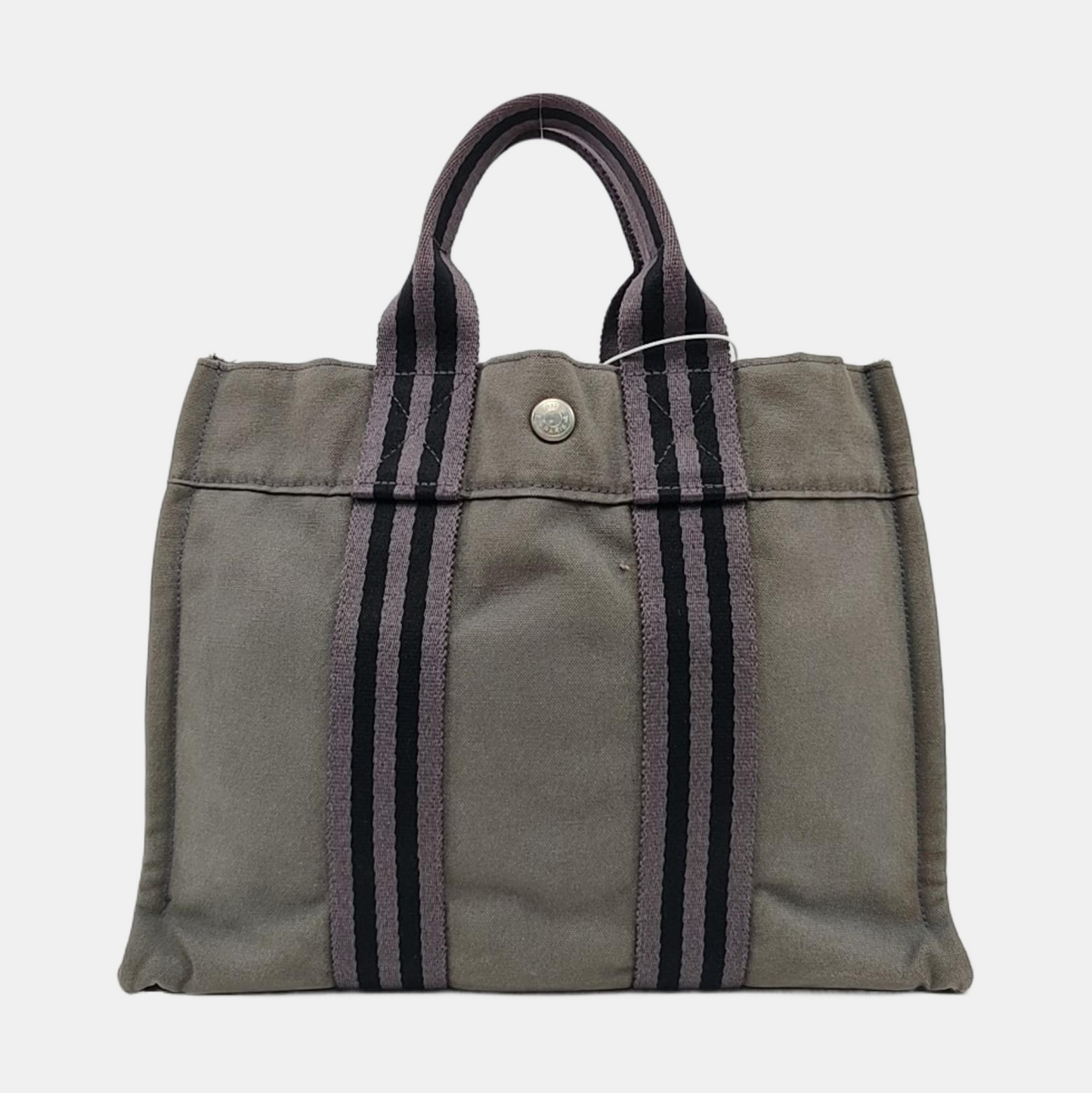 HERMÈS Fourre Tout Cumulonimbus Gray Canvas Handbag Silver Hardware-(SKU)-959372651