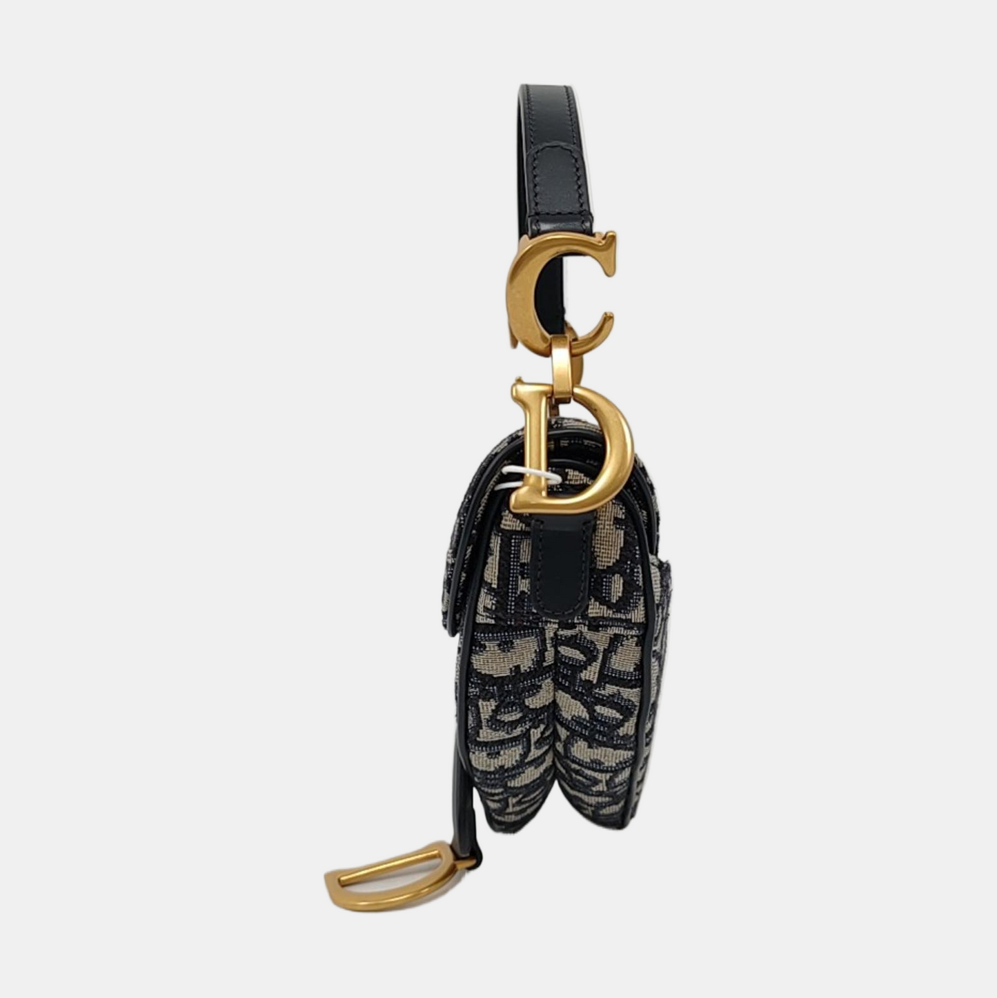 DIOR Saddle Mini Blue Canvas Monogram Saddle Bag Crossbody Bag Single Shoulder Bag Gold Hardware Removable Strap-(SKU)-959394483