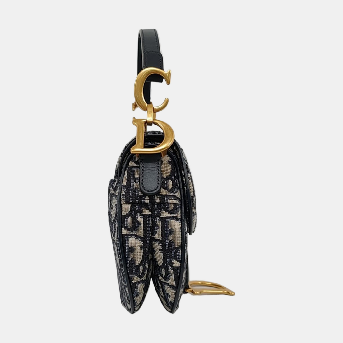 DIOR Saddle Mini Blue Canvas Monogram Saddle Bag Crossbody Bag Single Shoulder Bag Gold Hardware Removable Strap-(SKU)-959394483