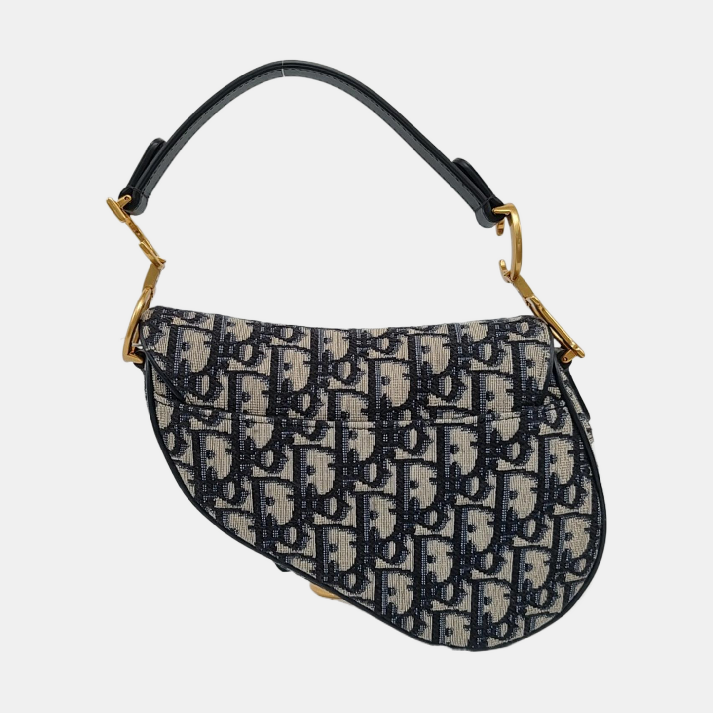 DIOR Saddle Mini Blue Canvas Monogram Saddle Bag Crossbody Bag Single Shoulder Bag Gold Hardware Removable Strap-(SKU)-959394483