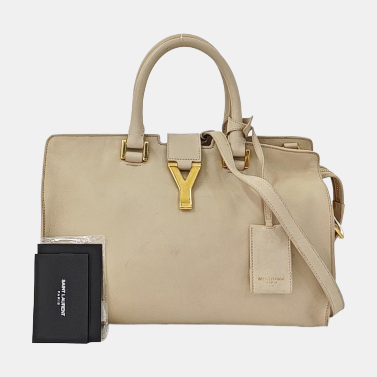 YSL CHYC Y LIGNE Small size Beige Cowhide Crossbody Bag Single Shoulder Bag Handbag Golden hardware Removable shoulder strap-(SKU)-958923835