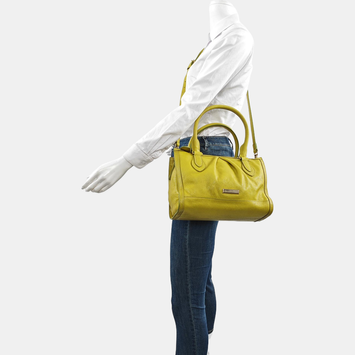 BURBERRY Yellow-Green Cowhide Single Shoulder Bag, Handbag, Crossbody Golden hardware Removable shoulder strap-(SKU)-959530790