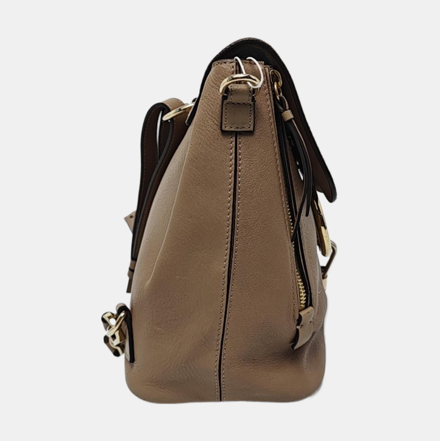 Chloé Faye Gray cowhide backpack Golden hardware shoulder straps-(SKU)-959392600