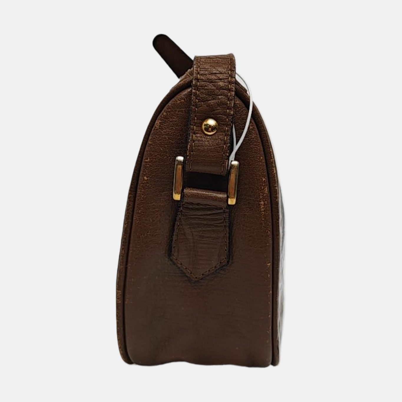 FENDI 棕色涂层帆布双F印花Shoulder Bag Golden hardware-(SKU)-959630825