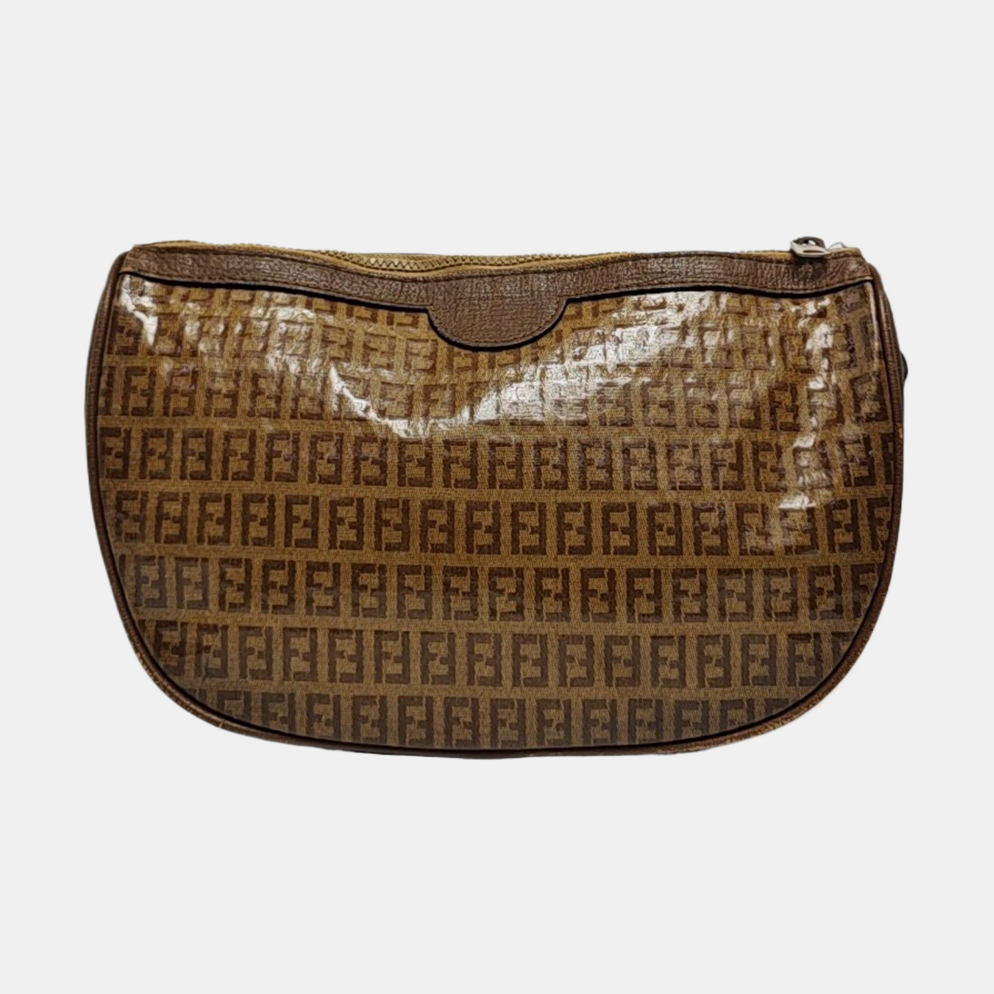 FENDI 棕色涂层帆布双F印花Shoulder Bag Golden hardware-(SKU)-959630825