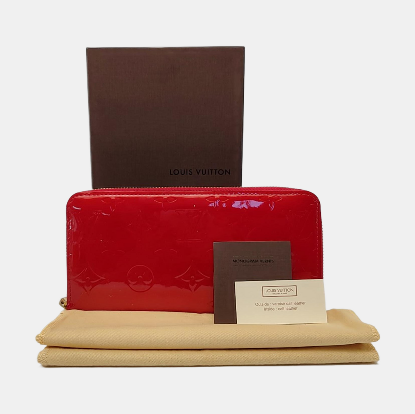 LOUIS VUITTON Red patent leather embossed wallet Golden hardware-(SKU)-959605154